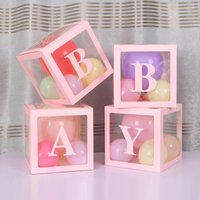 25cm DIY Letter Name Box Pink Transparent Birthday Balloon Box Wedding Birthday Party Decorations Kids Baby Shower Box
