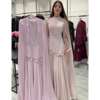 Customized Chinese Style Chiffon Pleat Flower A-line High Collar Long Bespoke Occasion Party Dresses Simple