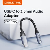 CABLETIME USB C to 3.5mm Audio Adapter Nylon Braid Aluminum Alloy Shell for Speaker Earphone Microphone