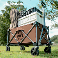 BISINNA Portable Folding Wagon Heavy Duty Large Capacity Camping Trolley Outdoor Collapsible Shopping Picnic BBQ Fishing Cart