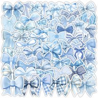 50/100PCS Cartoon Blue Bow Stickers Decorative Stationery Box Waterproof Stickers