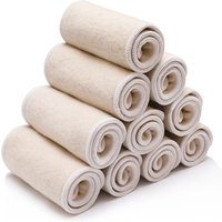 Lot de 10 inserts réutilisables doux à 4 couches pour couches lavables pour bébé, inserts absorbants lavables en charbon de bois, chanvre et bambou