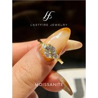 1.2CT Moissanite Rings for Women 925 Sterling Silver Golden Double Round Solitaire Diamond Halo Ring Wedding Jewelry