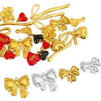 5pcs Stainless Steel Bow Knot Charms Heart Flower Butterfly Pendant PVD Gold Plated for DIY Earrings Necklace Jewelry Making