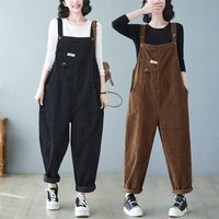 2025 mode Winter Cord Latzhose Für Frauen Strampler Casual Streetwear Lose Damen Overalls Straps Overalls Breite Bein Hosen