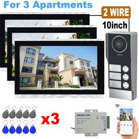 TUYA 5G WIFI 2-3-Unit Apartments Intercom Video Doorbell with RFID Card Unlock 2 Wired 10inch LCD Video Door Phone System