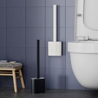 Black/White Silicone Toilet Brush Set with Flat Head Flexible Wall Mounted Bowl Cleaner And Holder for Bathroom WC