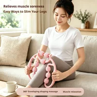 Portable Handheld U-Shaped 9-Rollers Leg Massager for Muscle Relaxation - Thigh Calf Neck Shoulder Shaping Pain Relief Tool