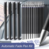 7pcs/set Blue Ink Automatic Fade Pen Kit Refill Handwriting Ink Disappearing Pen 0.5mm Invisible Calligraphy Magic Pens