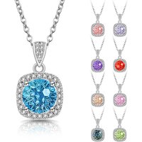 Luxury and Elegant 925 Sterling Silver Dahlia-Cut Kaleidoscope-Cut Princess Square Bag with High Carbon Diamond Necklace