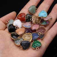 4pcs Natural Stone Heart Pendants Gold Plated Amethysts Opal Labradorite for Jewelry Making Diy Women Necklace Party Gifts