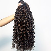 100% Human Hair Water Wave Dark Brown Human Hair Bundles Double Weft #4 Brazilian Hair Weave Virgin Remy Hair Extension 1/3Pcs