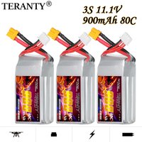 Original TERANTY 11.1V 3S 80C/160C 900mAh Lipo battery, suitable for RC helicopter quadcopter FPV drone, rechargeable battery