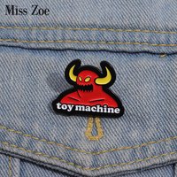 Toy Machine Enamel Pins Custom Devil Cow Brooches Lapel Badges Halloween Punk Jewelry Gift for Friends