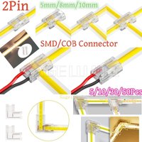 5/10/30/50Pcs 2Pin 5mm/8mm/10mm SMD Cob L-Shape Connectors Led Strip Solderless Corner Easy Connect SMD COB Universal Connectors