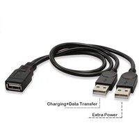 USB Cable Splitter Data Transfer Power Supply Cord 30CM USB2.0 Dual Female to Male Plug Wire Converter Charging Extension Line