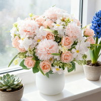 Artificial Flowers Silks Roses Wedding Wreath Home Room Table Festival Decora Vase Bridal Bouquet Outdoor Garden DIY Gifts Props