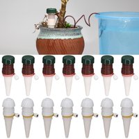 1-24PCS Drip Irrigation Watering Device System Flower Waterer Tool for Indoor Plant Pot Home Garden Ceramic Drop Kit Spike Stake
