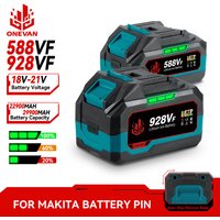 ONEVAN 928VF 29900mAh Lithium-Akku 588VF 22900mAh Kapazitätsanzeige Wiederaufladbares Elektrowerkzeug für Makita 18V 21V Akku-Pin