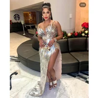 Sparkly Sequined Luxury Floor-length Festival Dress Women New Evening Prom Birthday Celebrate Gown Sexy Split Stage Costume