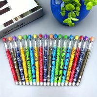 16-Piece Set of Pencils with Random Colors and Pixel Pattern Designs, Cartoon Pencils, Student Prize Pencils, Pencils with Erasers, Stationery Store Supplies, Great Learning and Gift Items