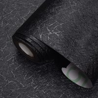 40 Wide Black Silk Contact Paper Home Decor Paper Textured Self-Adhesive Wallpaper Cabinet Table Chair Room Backdrop Renovation