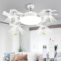 E27 Ceiling Fan With Lights and Remote Control 4 Heads Drone Modern Ceiling Fans Light Bulb LED 60W 3 Speeds Dimmable Room Lamp