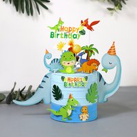Cartoon Dinosaur Cake Decorations Dino Cupcake Topper Valcano Jungle Safari Theme Roar Kids Happy Birthday Party Favor
