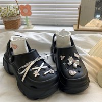 Cute DIY Bow knot Fashion Clogs For Women Indoor Street Slippers Thick Sole Female Summer Shoes Soft EVA Girls Beach Sandals