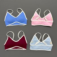 Contrastline Bra Women Backless Knitted Sports Bra Solid Color Gym Fitness Top With Chest Cushion Sexy Suspender Yoga Sports Bra