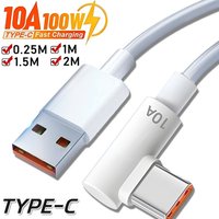 100W 10A USB Type C Data Cable Super 90 Degree Elbow Fast Charing Line for Huawei Mate 80 Samsung Quick Charge Type-C Data Cord