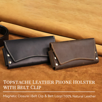 1pcRetro Genuine Leather Men's Waist Bag, Two ways to Wear, with a Leather Clip, Multifunctional Phone Bag, Zero Wallet