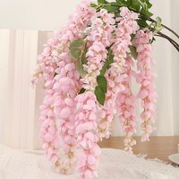 108CM 5 Fork Silk Artificial Flowers Pink Hanging Vine Wisteria Garland for Wall Background Outdoor Home Wedding Decoration