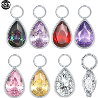 1pc Titanium Waterdrop Teardrop CZ Charm for Lobe Ear Piercing Belly Dangle Drop Hoop Earrings