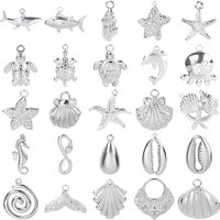 5pcs No Fade Sea Pendant Shell Turtle Stainless Steel Charms For Jewelry Making Necklace Earrings DIY Breloque Acier Inoxydable