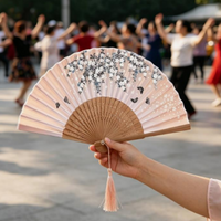 Folding Hand Fan With Tassel Chinese Style Hand Fan For Women Japanese Handheld Fan For Dancing Wedding Decoration Party Favor