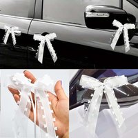10Pcs/Set White Ribbon Bows for Wedding Car Wine Glass Decoration Bridal Shower Birthday Party Chair Bowknot Wedding Gift Wrap