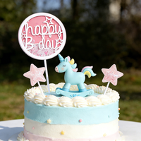 Adorable Rainbow Unicorn Theme Cake Topper For Kids Toddlers Boys Girls Happy Birthday Party Cake Decorations Supplies Kit Set
