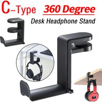 Headphone Stand Under Desk with 360 Degree Swivel & Cable Clip Organizer Clamp-On Headphone Holder Headphone Hanger Hook