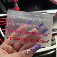 4-Piece "Passenger Princess" Car Stickers - Funny Irregular Star Theme, Applicable to Car Interior, Plastic, Metal Surfaces