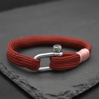 Men's Bracelet Nautical Multicolour Braided Stainless Steel U Shape Clasp Bracelets & Bangle for Women Sport Jewelry