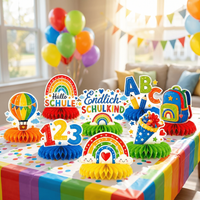 9Pcs Rainbow Honeycomb Centerpiece Germany Schulkind 123 Table Decorations Back to School 2026 Girls First Day of School Party