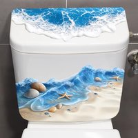 Realistic Design 3D Ocean Wave Sticker Removable Adhesive Beach Theme Toilet Sticker Anti-Slip Self-Adhesive
