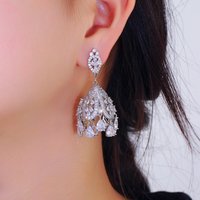 ThreeGraces Luxury Shiny Cubic Zirconia Long Big Bridal Wedding Earrings for Women Fashion Banquet Evening Party Jewelry E1925