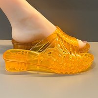 WFashion Purple Glitter Jelly Wedge Sandals Women's Summer Wedged Heel Mules Shoes Woman Outdoor Clear Slipper