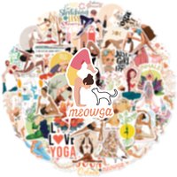 50PCS YOGA Pose Stickers Girl Weight Lose Fitness Sports Sticker DIY Suitcase Laptop Guitar Cartoon Cup Decoration Decals Pack