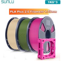 SUNLU 3KG PLA Plus 2.0 3D Printer Filament 1.75mm 1000g Spool (2.2lbs) Neatly Arranged No Knot Filament Fit Most FDM Printer