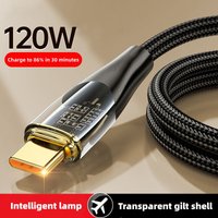 1M/1.5M/2M 120W USB A To Type C Fast Charging Cable Mobile Phone Charger Wire Type C Data Cord For iPhone Xiaomi Huawei Samsung