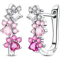 925 Sterling Silver Earrings Women Pink Gradient Cute Paw French Style Hoop Earring For Anniversary Wedding Jewelry Gifts