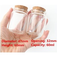 6 Pcs/lot 32*47*60mm 60ml Little Glass Jar empty Glass Bottle Stopper Spicy Storage Jars spice Containers Candy Vials